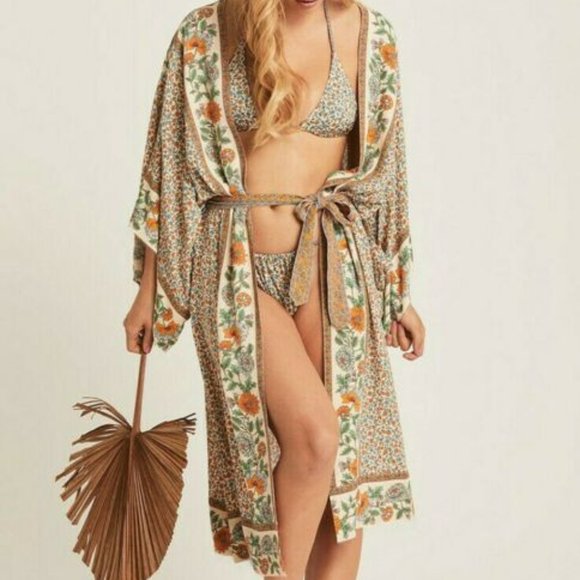 FLASH SALE! Floral Kimono Duster Swim Cover Up - Picture 4 of 8